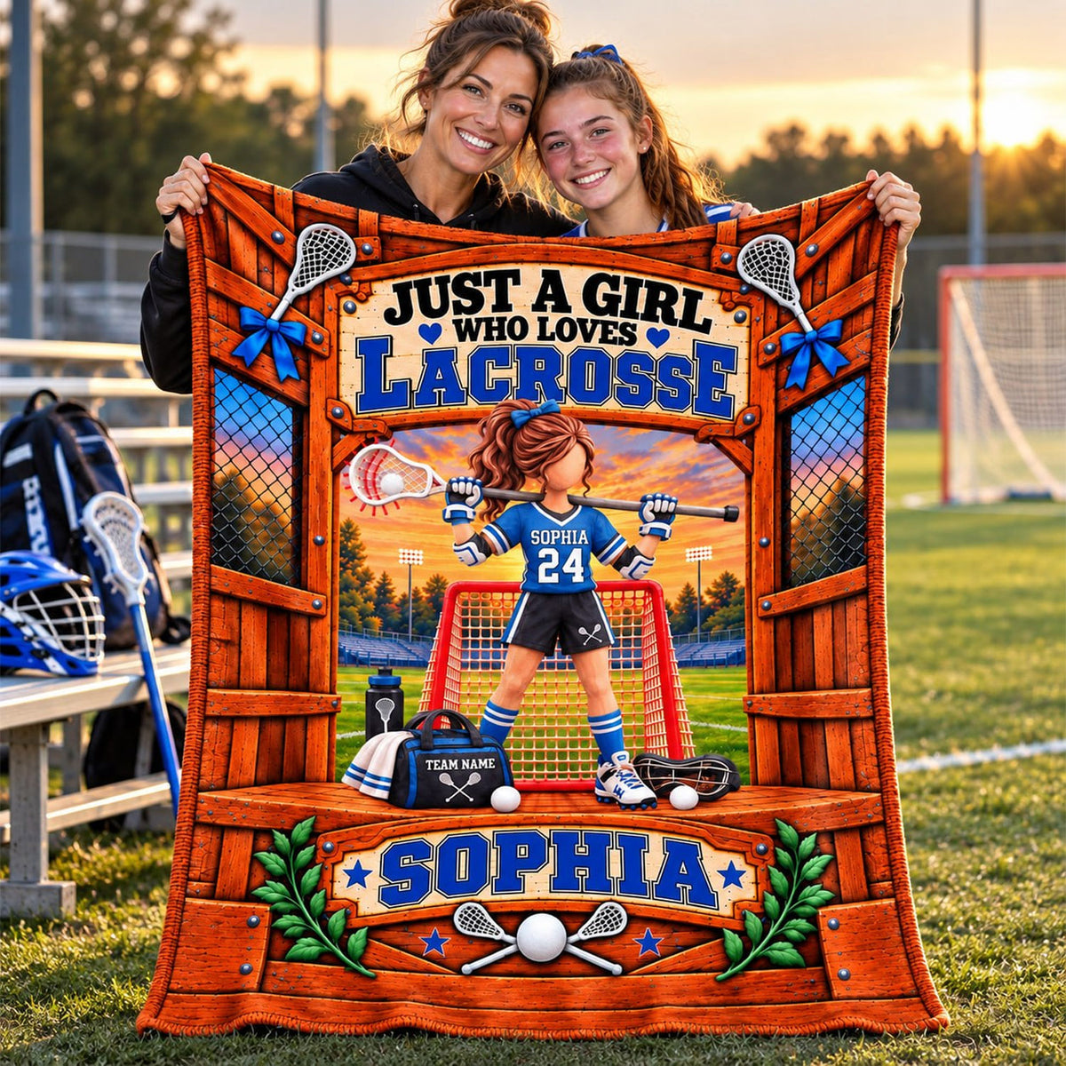 Just A Girl Who Loves Lacrosse, Personalized Lacrosse Blanket, Custom Player Name Gift, Gift For Lacrosse Players Lacrosse Lover T1807 Nh00 TL06