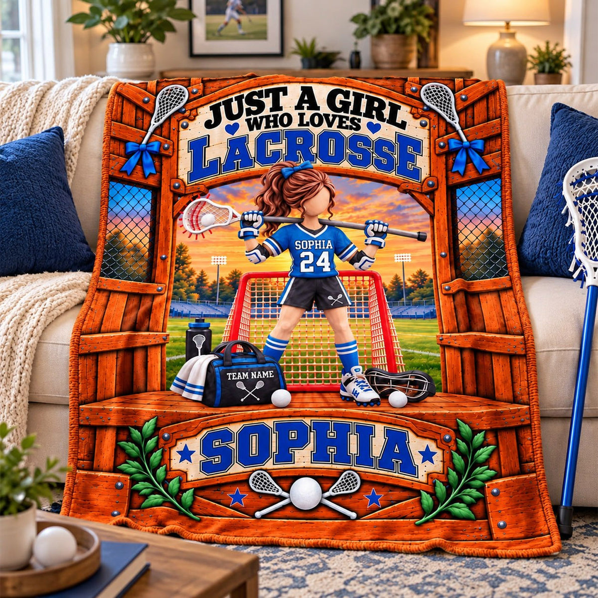Just A Girl Who Loves Lacrosse, Personalized Lacrosse Blanket, Custom Player Name Gift, Gift For Lacrosse Players Lacrosse Lover T1807 Nh00 TL06