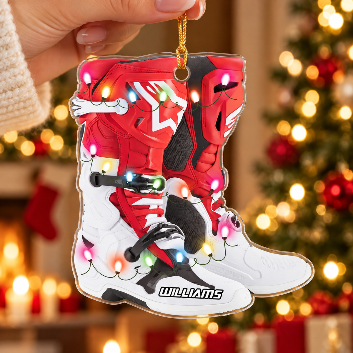 Personalized Ornament Motocross Boots Custom Shaped Ornament, Made By Acrylic And The 2 Sides Are The Same H2511