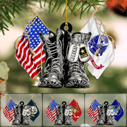 Personalized Christmas Ornament With Name & Military Branch Flag Combat Boots Xmas Gift For Military Family Member H2511 Trna