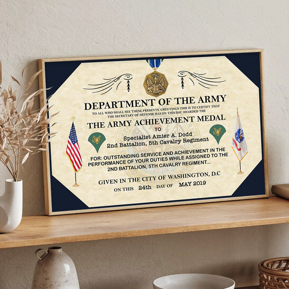 United States Military Medal Replacement Certificate Poster Canvas Gift For Soldier Veteran Dad Grandpa H2511 Do99