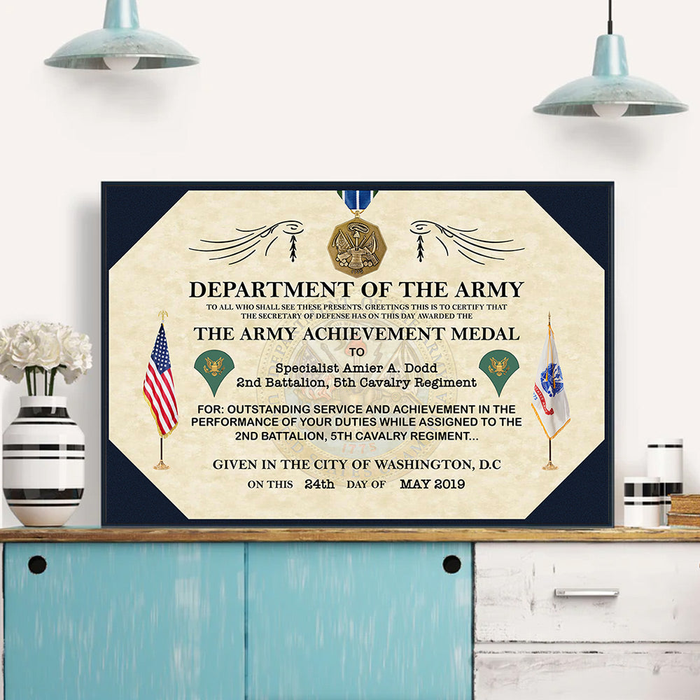 United States Military Medal Replacement Certificate Poster Canvas Gift For Soldier Veteran Dad Grandpa H2511 Do99