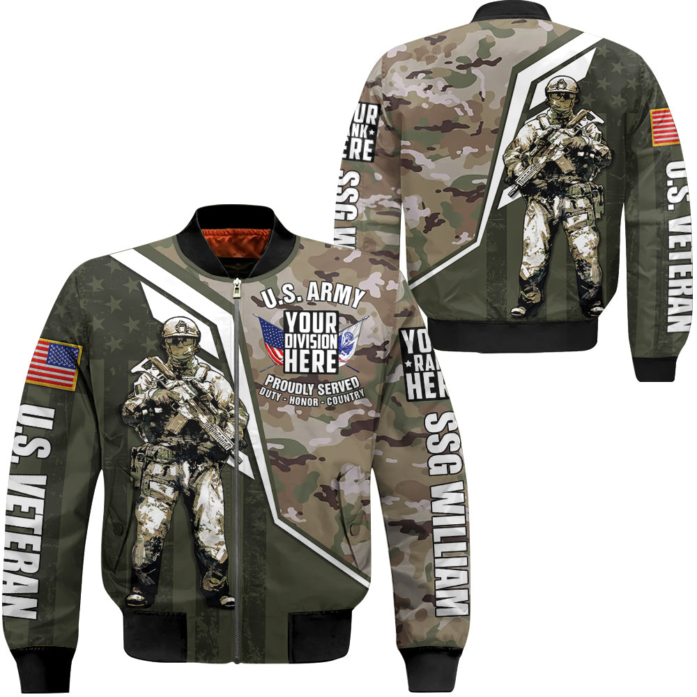 Custom Division Rank Personalized All Over Print Shirt Hoodie For Veteran H2511