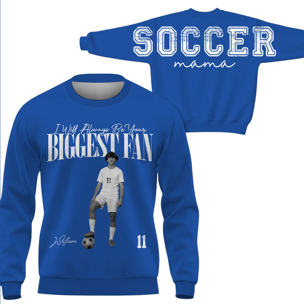 I Will Always Be Your Biggest Fan, Custom Large Back Graphic Soccer,  Washed Tee Retro Bootleg Shirt, Gift For Soccer Mom Grandma Sport Family Soccer Lovers Ver2 MI209 T24