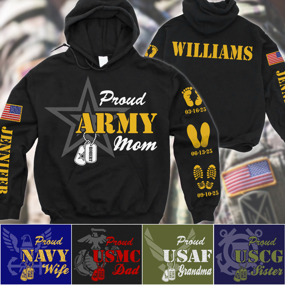 Proud Army Mom Dad Custom Graduation Date All Over Print Shirt Hoodie Gift For US Military Mom Dad Graduation Day Proud Shirt H2511 Trna