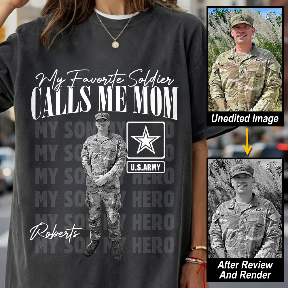 My Favorite Soldier Calls Me Mom Custom Washed Tee Retro Bootleg Shirt For Proud Military Mom Dad Sister Family Member Proud Shirt H2511 Trna