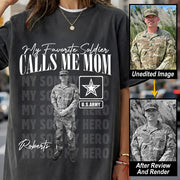 My Favorite Soldier Calls Me Mom Custom Washed Tee Retro Bootleg Shirt For Proud Military Mom Dad Sister Family Member Proud Shirt H2511 Trna