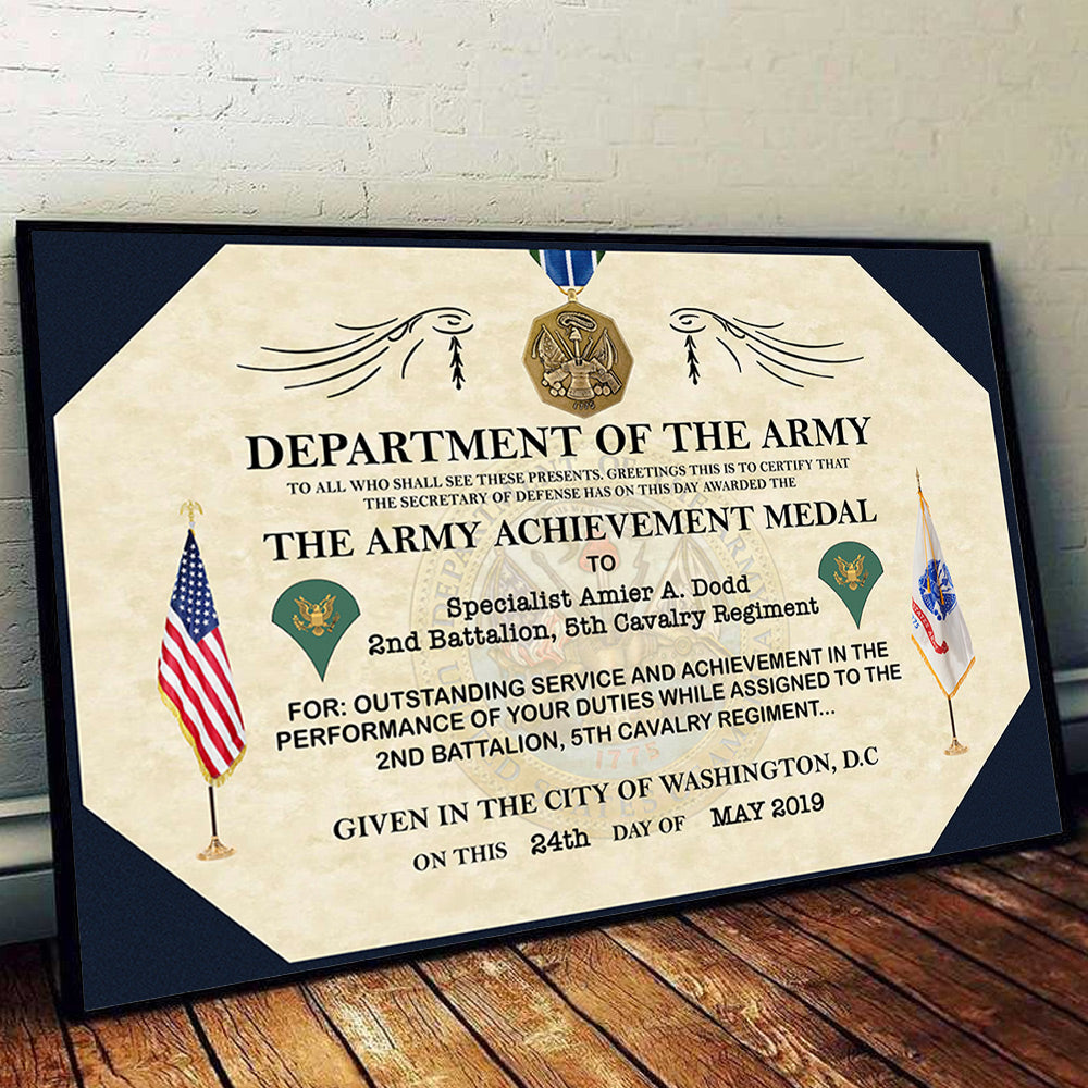 United States Military Medal Replacement Certificate Poster Canvas Gift For Soldier Veteran Dad Grandpa H2511 Do99