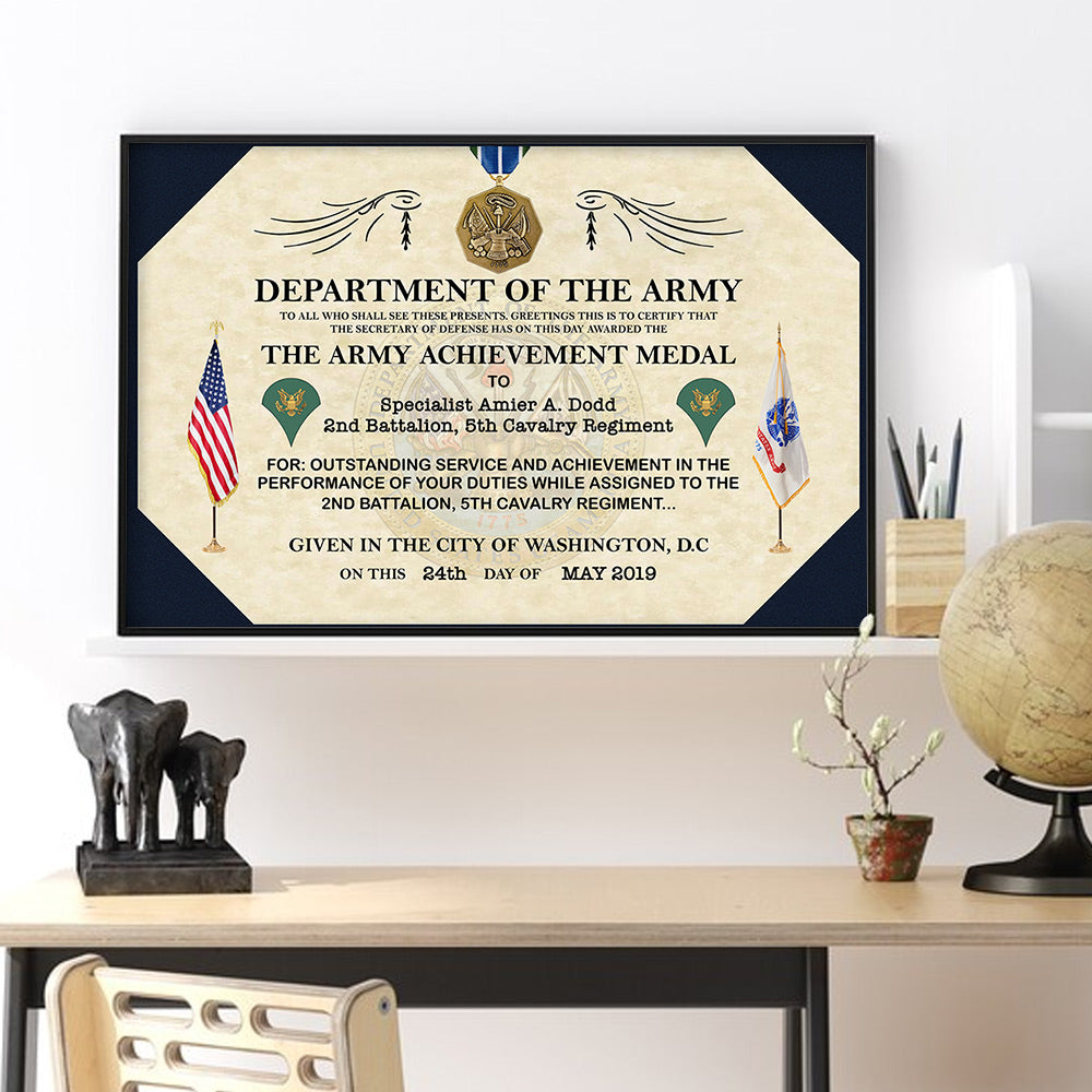 United States Military Medal Replacement Certificate Poster Canvas Gift For Soldier Veteran Dad Grandpa H2511 Do99