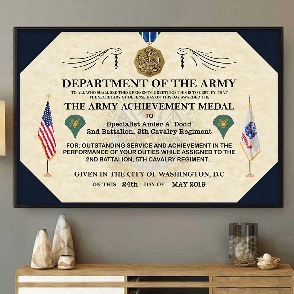 United States Military Medal Replacement Certificate Poster Canvas Gift For Soldier Veteran Dad Grandpa H2511 Do99
