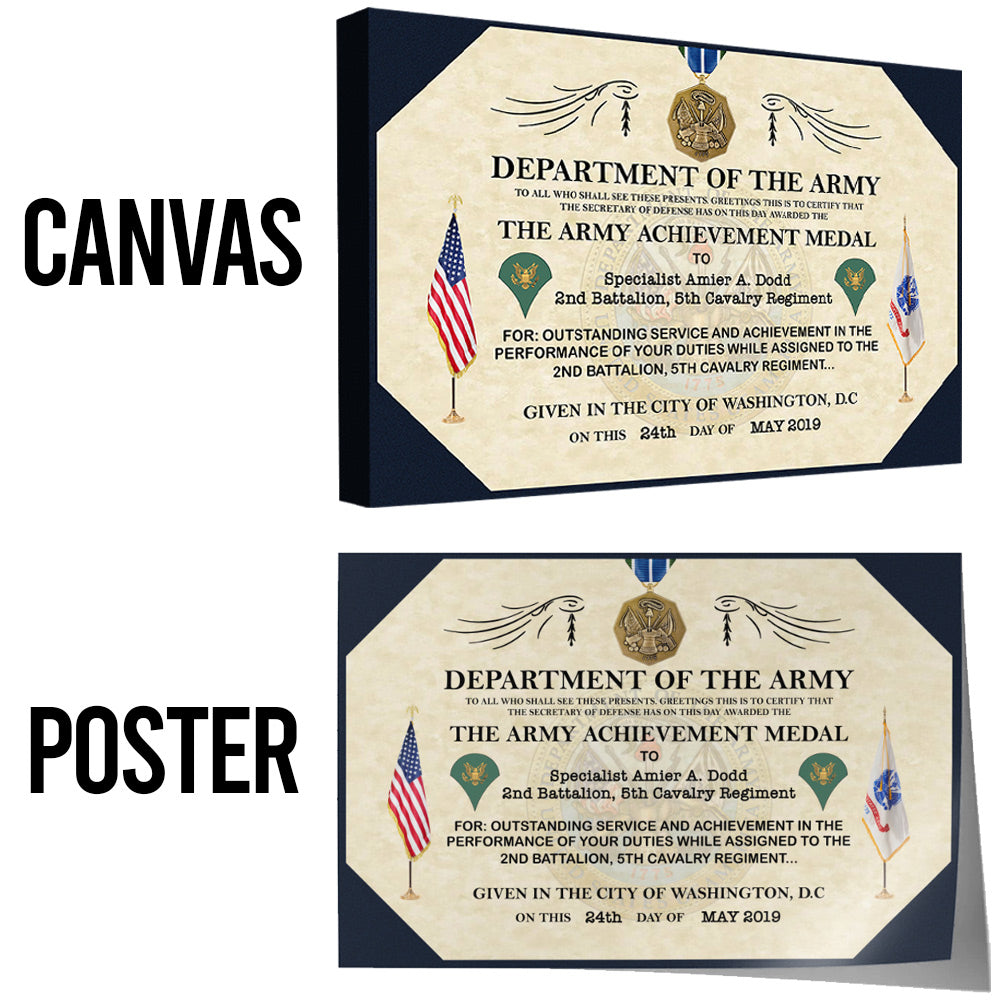 United States Military Medal Replacement Certificate Poster Canvas Gift For Soldier Veteran Dad Grandpa H2511 Do99