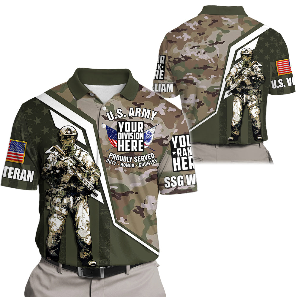 Custom Division Rank Personalized All Over Print Shirt Hoodie For Veteran H2511