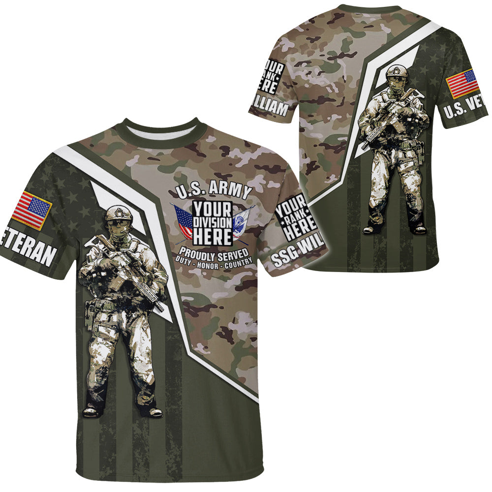 Custom Division Rank Personalized All Over Print Shirt Hoodie For Veteran H2511