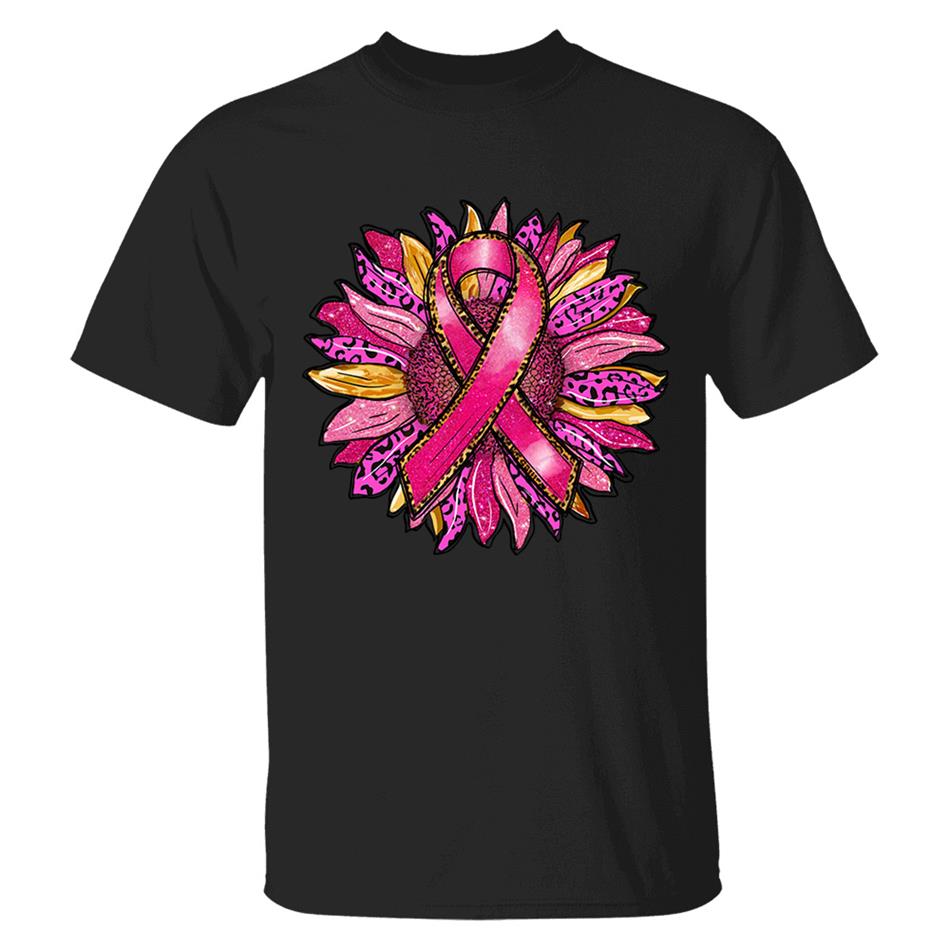 Breast Cancer Awareness Pink Leopard Sunflower Ribbon Shirt H2511 Trna