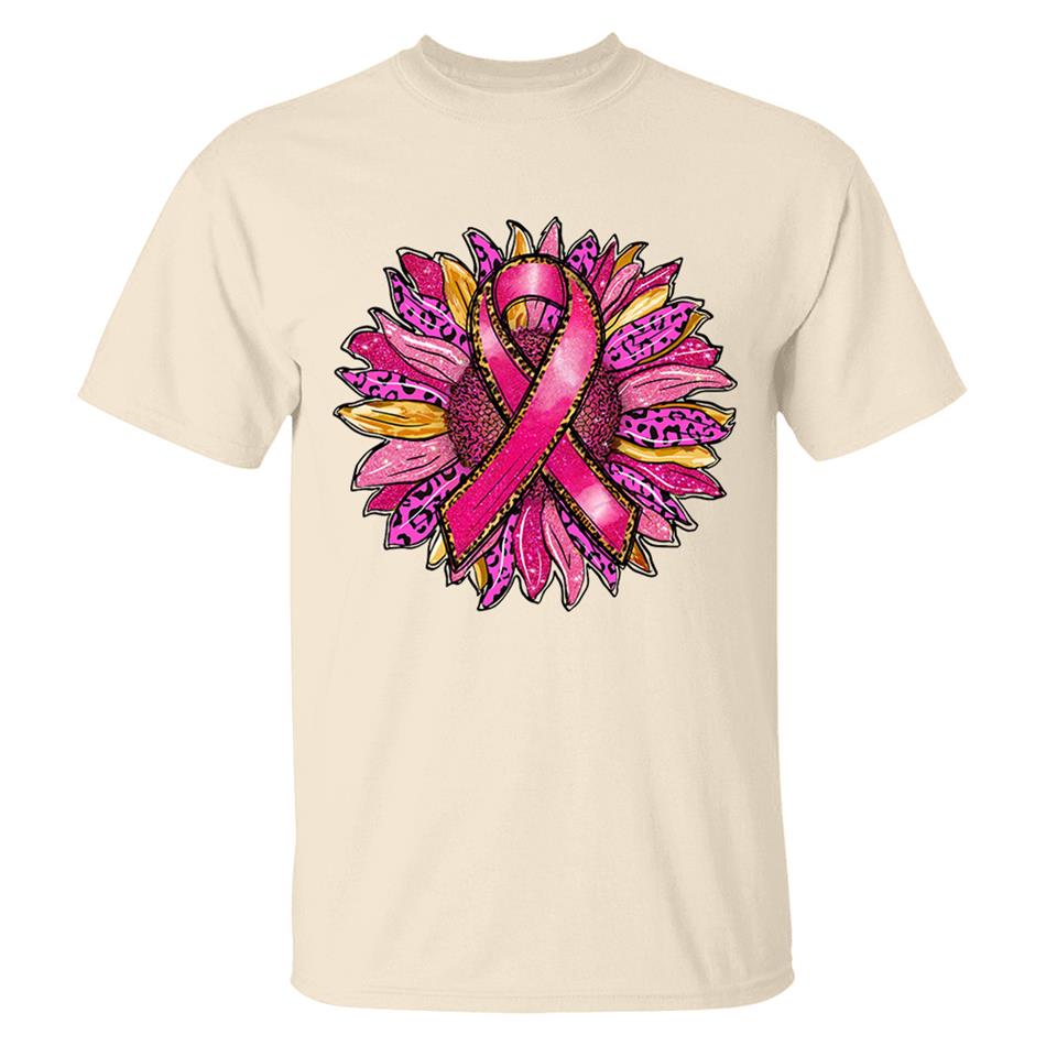 Breast Cancer Awareness Pink Leopard Sunflower Ribbon Shirt H2511 Trna