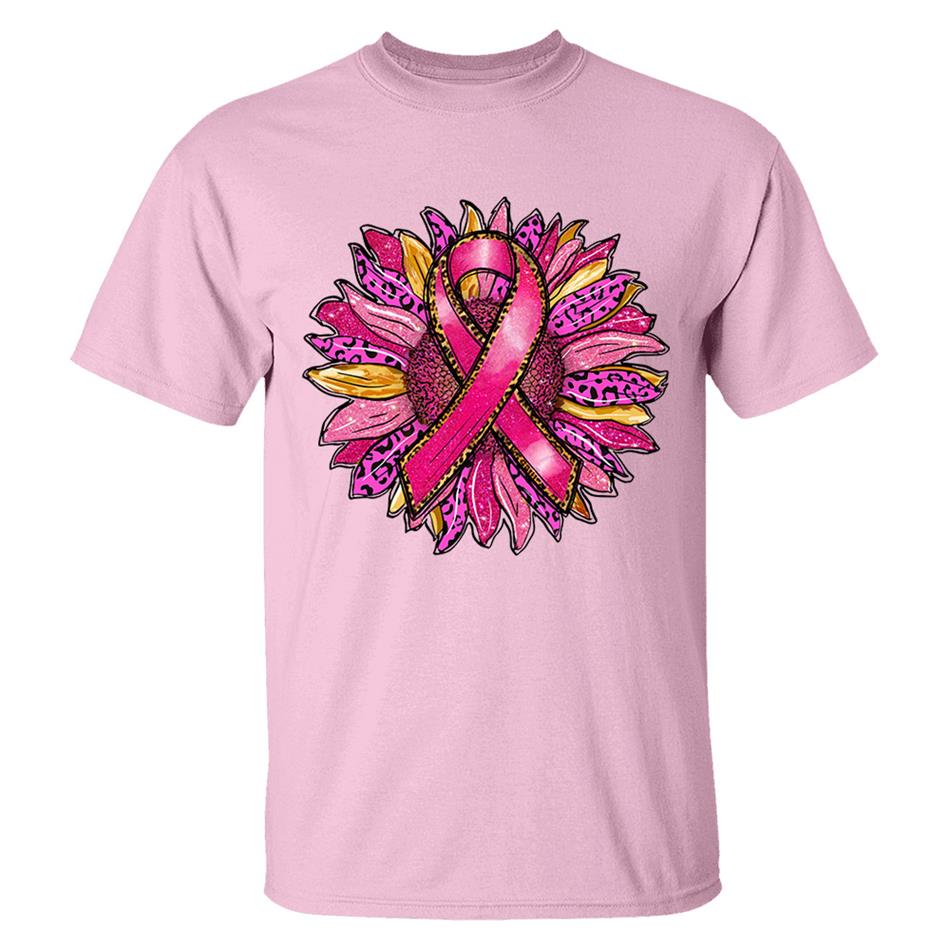 Breast Cancer Awareness Pink Leopard Sunflower Ribbon Shirt H2511 Trna