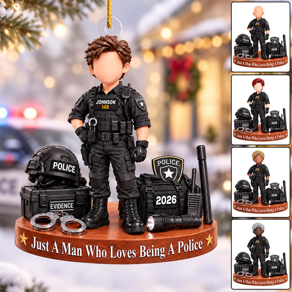 Custom Police Officer Christmas Ornament, Sheriff Bulletproof Vest,  Police Gift L0411 VH01