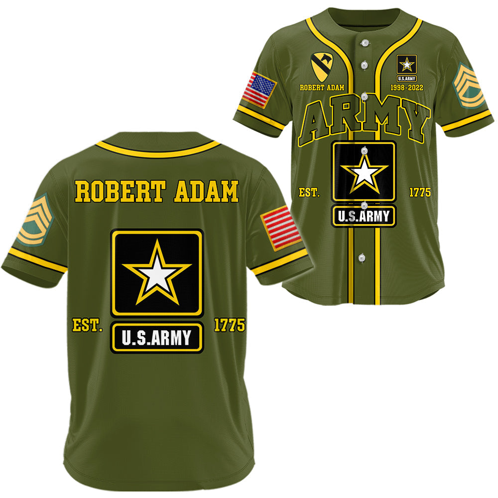 US Military Baseball Jersey Custom All Branches Rank Division Name For Military Retirement Veteran Dad Grandpa H2511