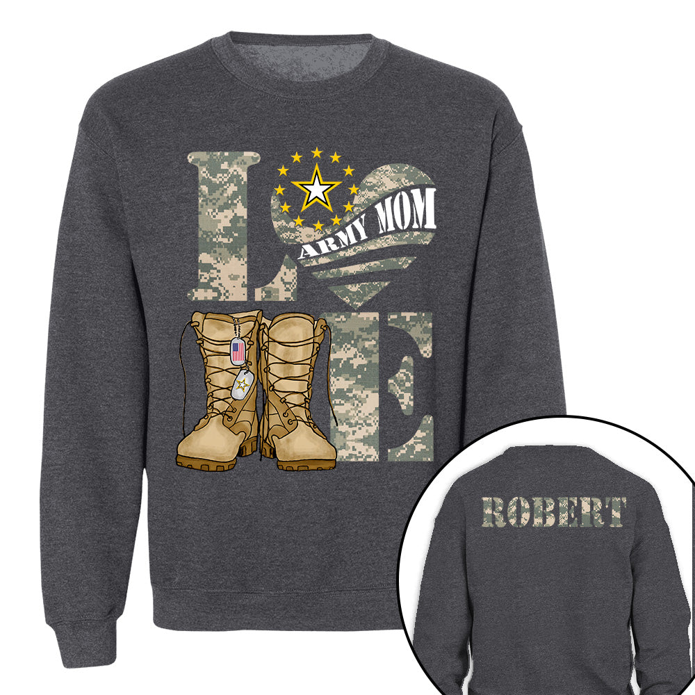 Love Army Mom Combat Boots Custom Shirt For Proud Mom Grandma Sister Military Family Shirt H2511 Trna