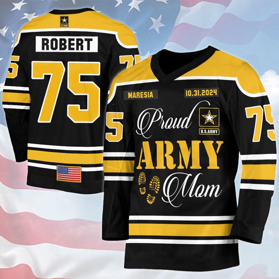 Proud Army Mom Hockey Jersey Gift For Military Mom Dad Family Member H2511 Trna