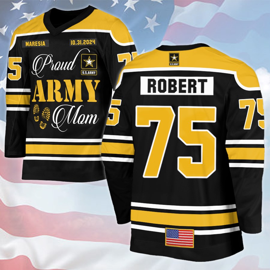 Proud Army Mom Hockey Jersey Gift For Military Mom Dad Family Member H2511 Trna