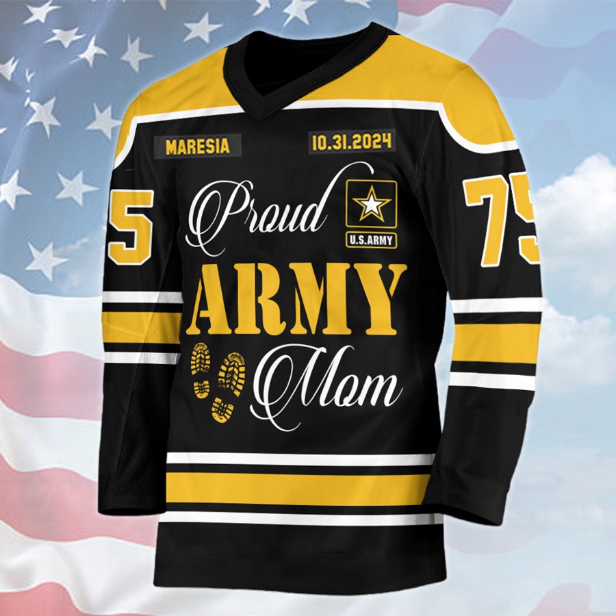Proud Army Mom Hockey Jersey Gift For Military Mom Dad Family Member H2511 Trna