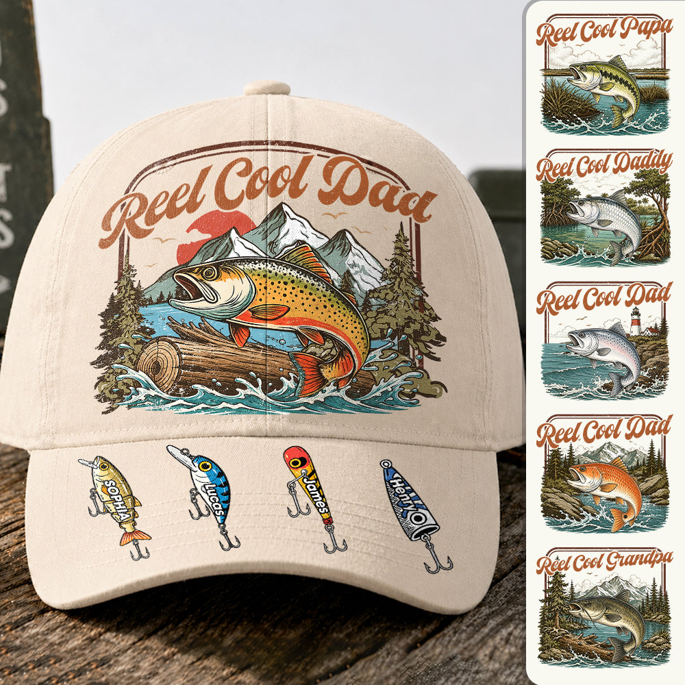 Reel Cool Dad - Personalized Cap For Fishing Dad Grandpa - Perfect Family Gift NA04 Hv01