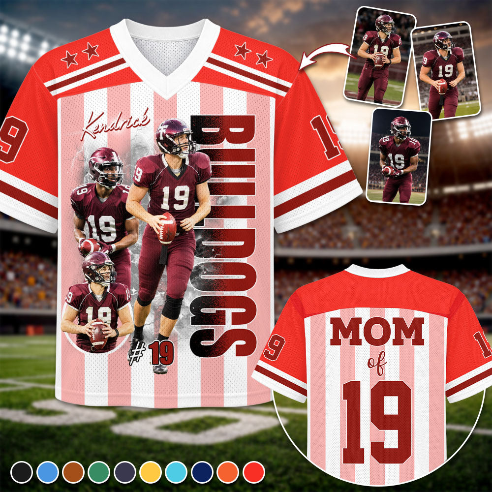Personalized Football Mom Jersey with Photo, Name & Number, Gift For Football Mom Football Lovers MI209 Pt99