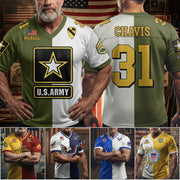 Custom All Branches Of Service Football Jersey Shirt For Military Veteran Dad Grandpa H2511