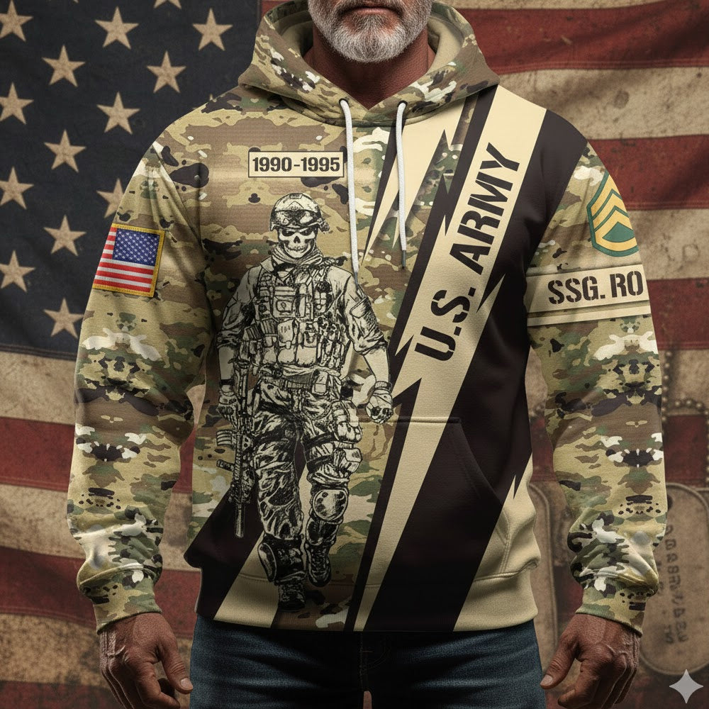 Custom All Military Branches Camouflage Lightning All Over Print Shirt For Veteran H2511