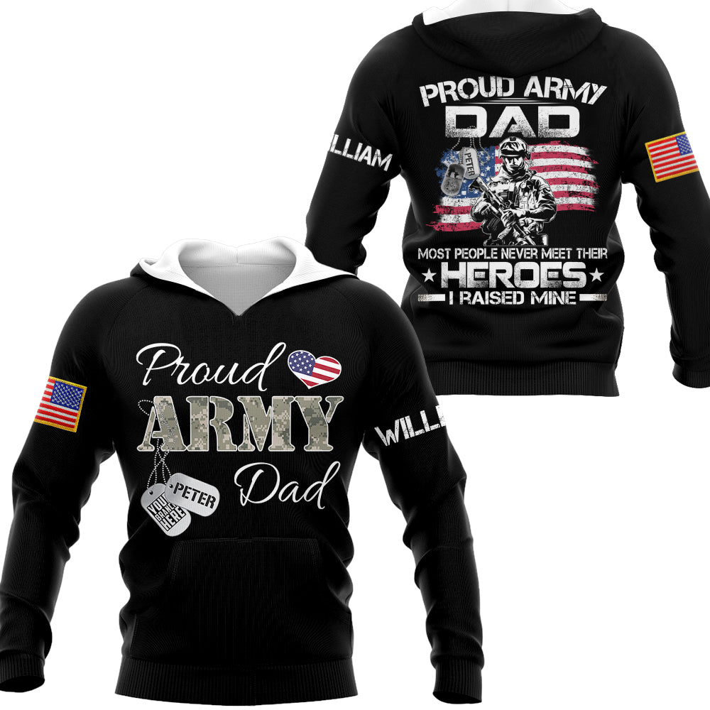 Military Family All Over Print Shirt Proud Army Mom Dad Most People Never Meet Their Heroes Personalized Soldier's Name & Family Member H2511