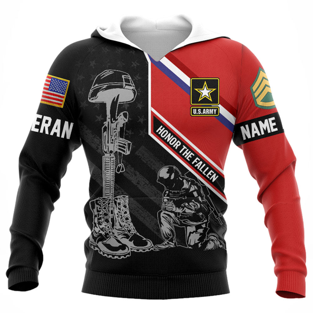 Honor The Fallen Custom Branch Rank Name All Over Print Shirt For Veteran Memorial Day Gift Veteran Day Gift H2511