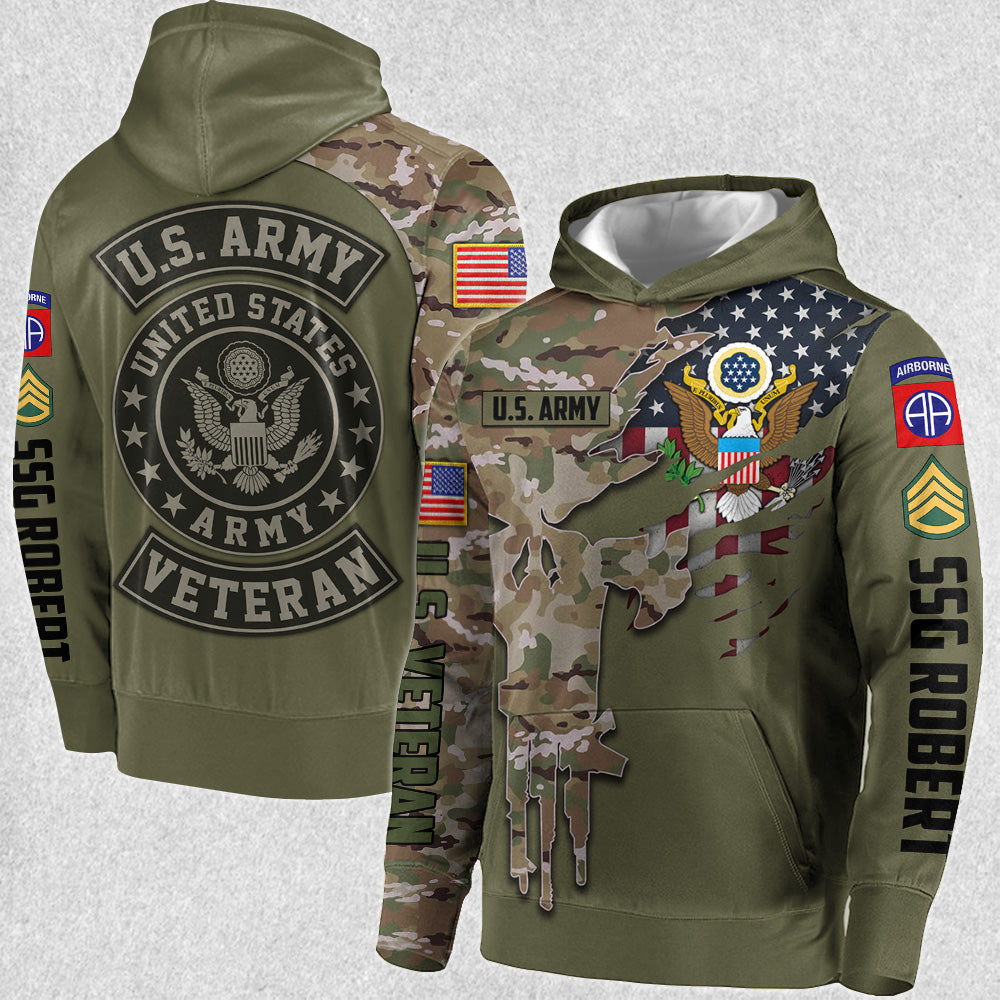 Premium Custom Shirt Skull Camouflage All Over Print Shirt For Veteran H2511