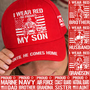 I Wear Red On Friday For My Son Support Our Troops Personalized Cap For Proud Military Dad Mom Family H2511 Trna