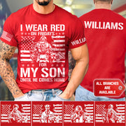 I Wear Red On Fridays For My Son Support Our Troops Personalized Shirt For Military Mom Family Member H2511
