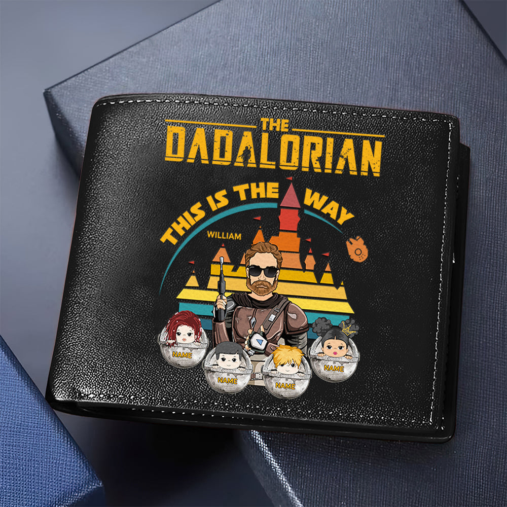 The Dadalorian This Is The Way - Personalized Leather Wallet For Dad Custom Nickname With Kids Gift