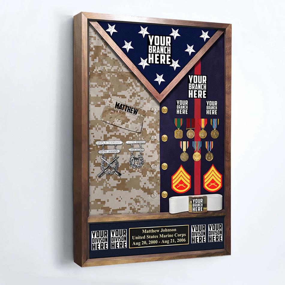 Custom Military Shadow Boxes by Medals of America Gift For US Military Veteran Poster Canvas H2511 Trna