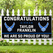 U.S. Military Graduation Banner Congratulations Soldier We Are So Proud Of You Custom Congrats Sign for Your Soldier's Big Day H2511