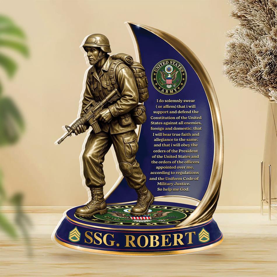 Oath Of Enlistment Personalized Acrylic Block Plaque Veteran Custom All Military Branches Acrylic Plaque, Gift For Veterans H2511 Trna