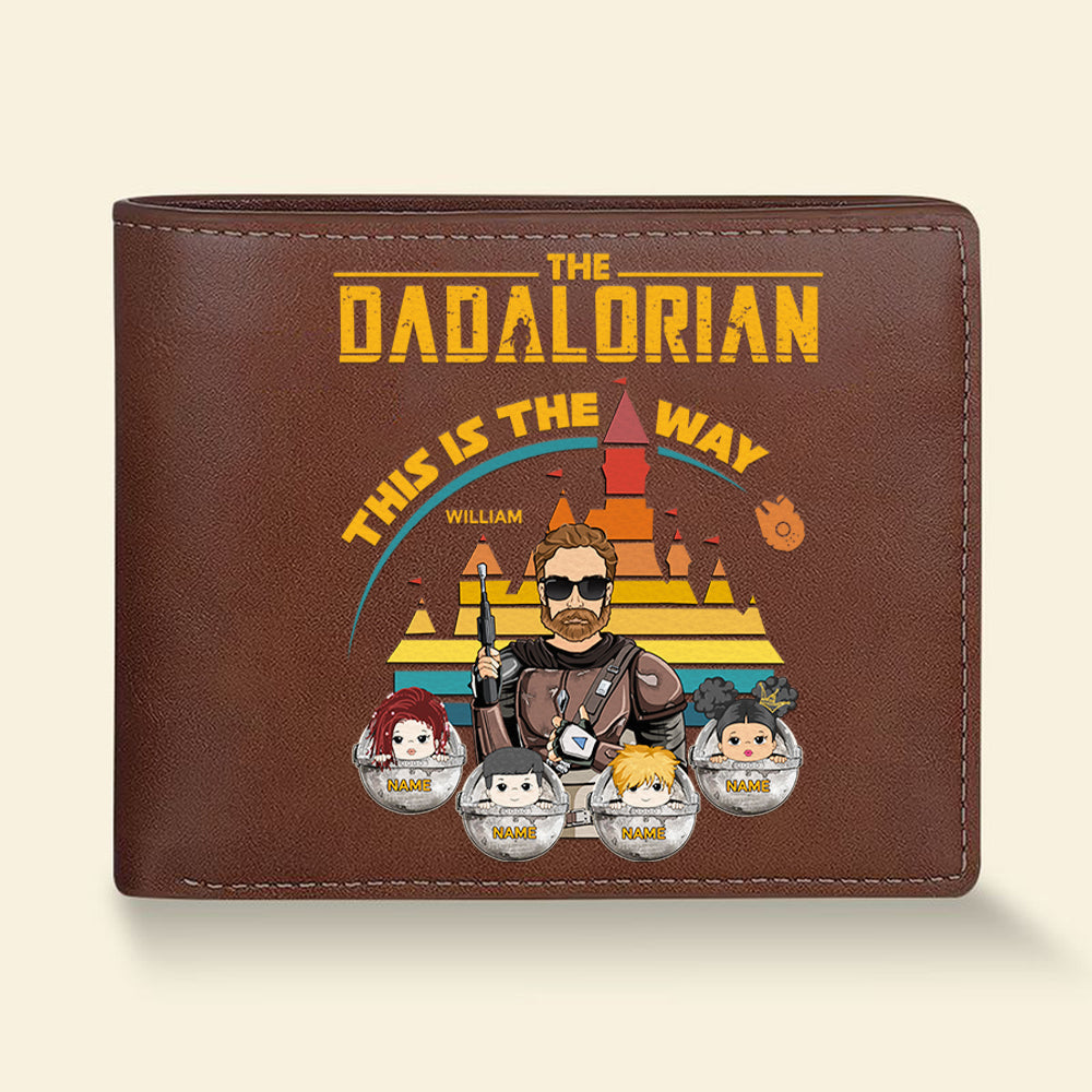 The Dadalorian This Is The Way - Personalized Leather Wallet For Dad Custom Nickname With Kids Gift