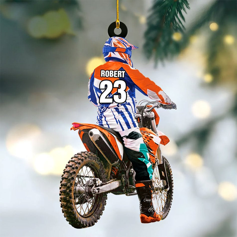Personalized Motocross Racer Ornament Gift For Motocross Lovers Christmas Ornament H2511