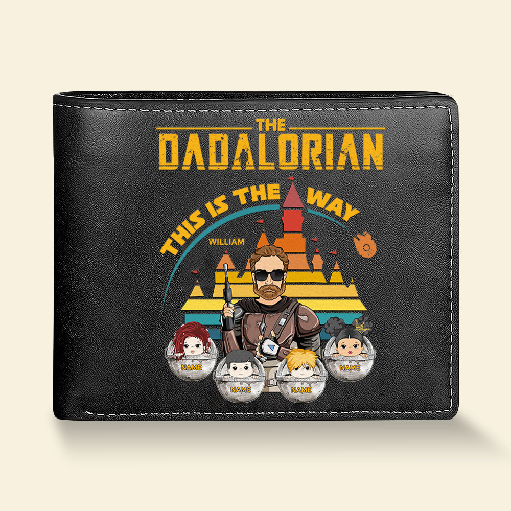The Dadalorian This Is The Way - Personalized Leather Wallet For Dad Custom Nickname With Kids Gift
