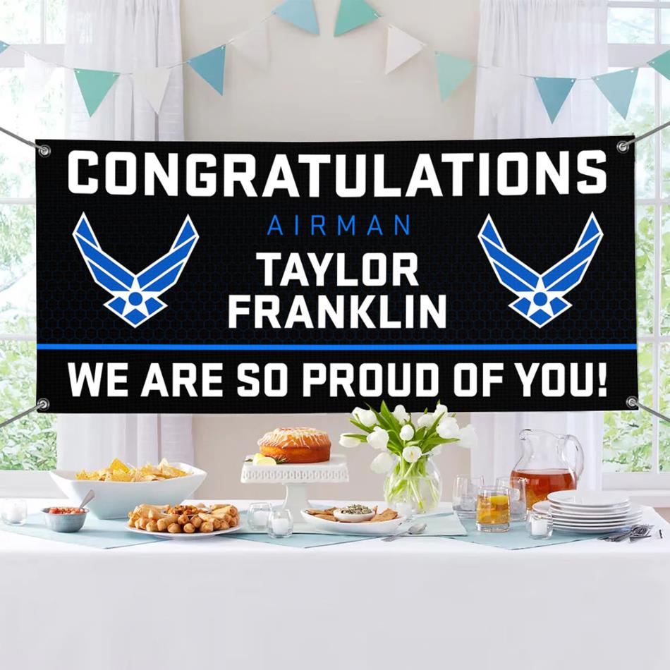 U.S. Military Graduation Banner Congratulations Soldier We Are So Proud Of You Custom Congrats Sign for Your Soldier's Big Day H2511