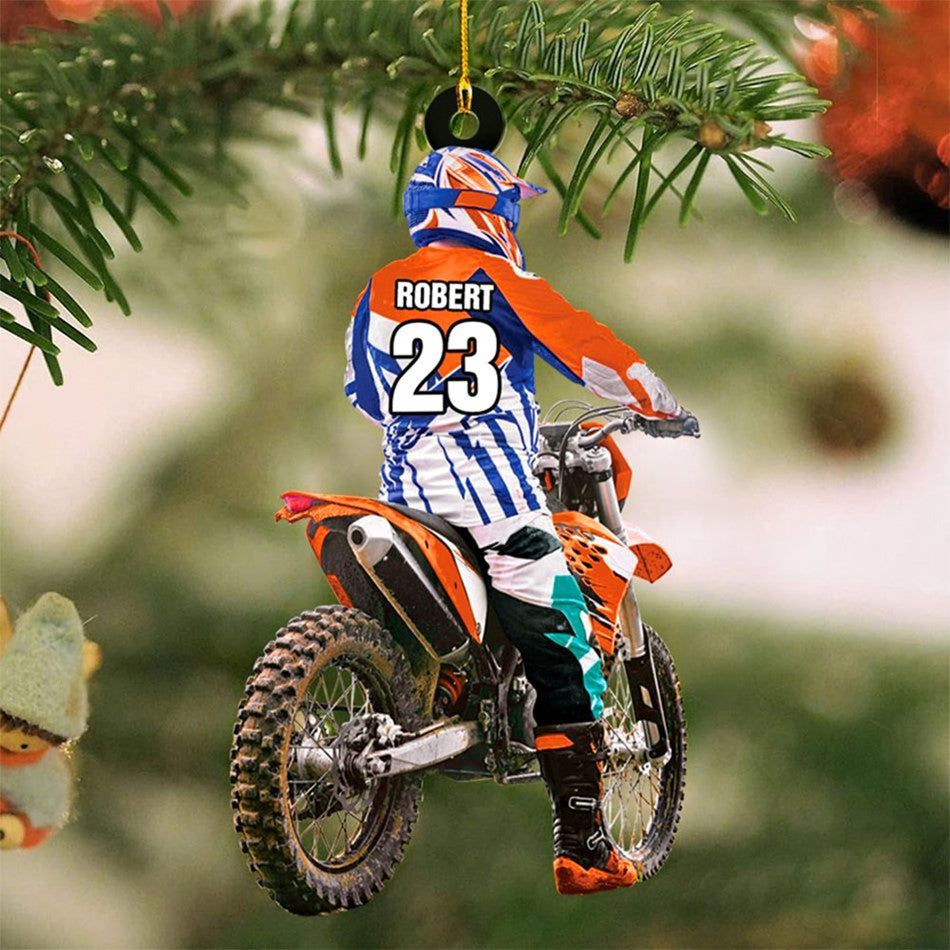 Personalized Motocross Racer Ornament Gift For Motocross Lovers Christmas Ornament H2511