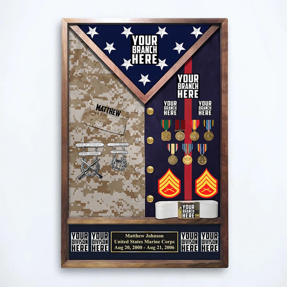 Custom Military Shadow Boxes by Medals of America Gift For US Military Veteran Poster Canvas H2511 Trna