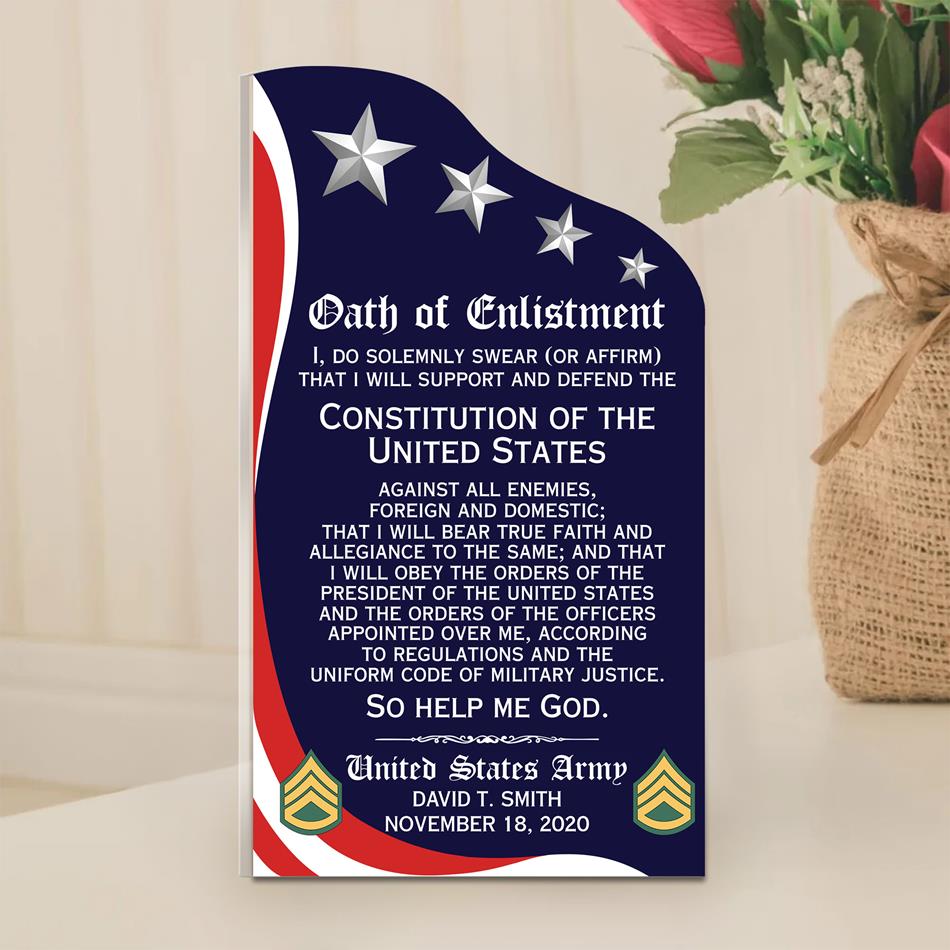 Personalized Oath of Enlistment Acrylic Block Plaque Veteran Custom All Military Branches Acrylic Plaque Military Gift For Veteran H2511 Trna