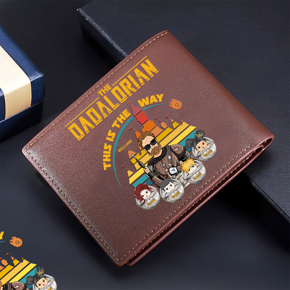 The Dadalorian This Is The Way - Personalized Leather Wallet For Dad Custom Nickname With Kids Gift