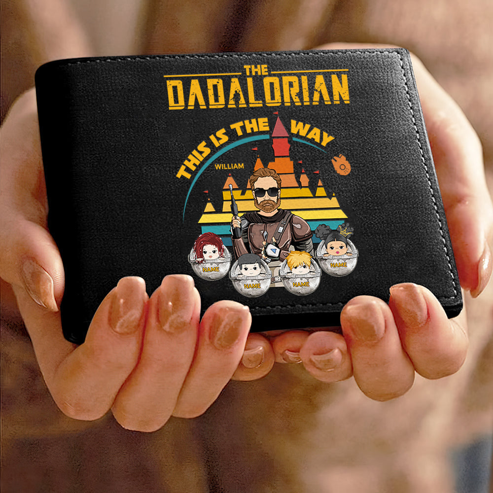The Dadalorian This Is The Way - Personalized Leather Wallet For Dad Custom Nickname With Kids Gift