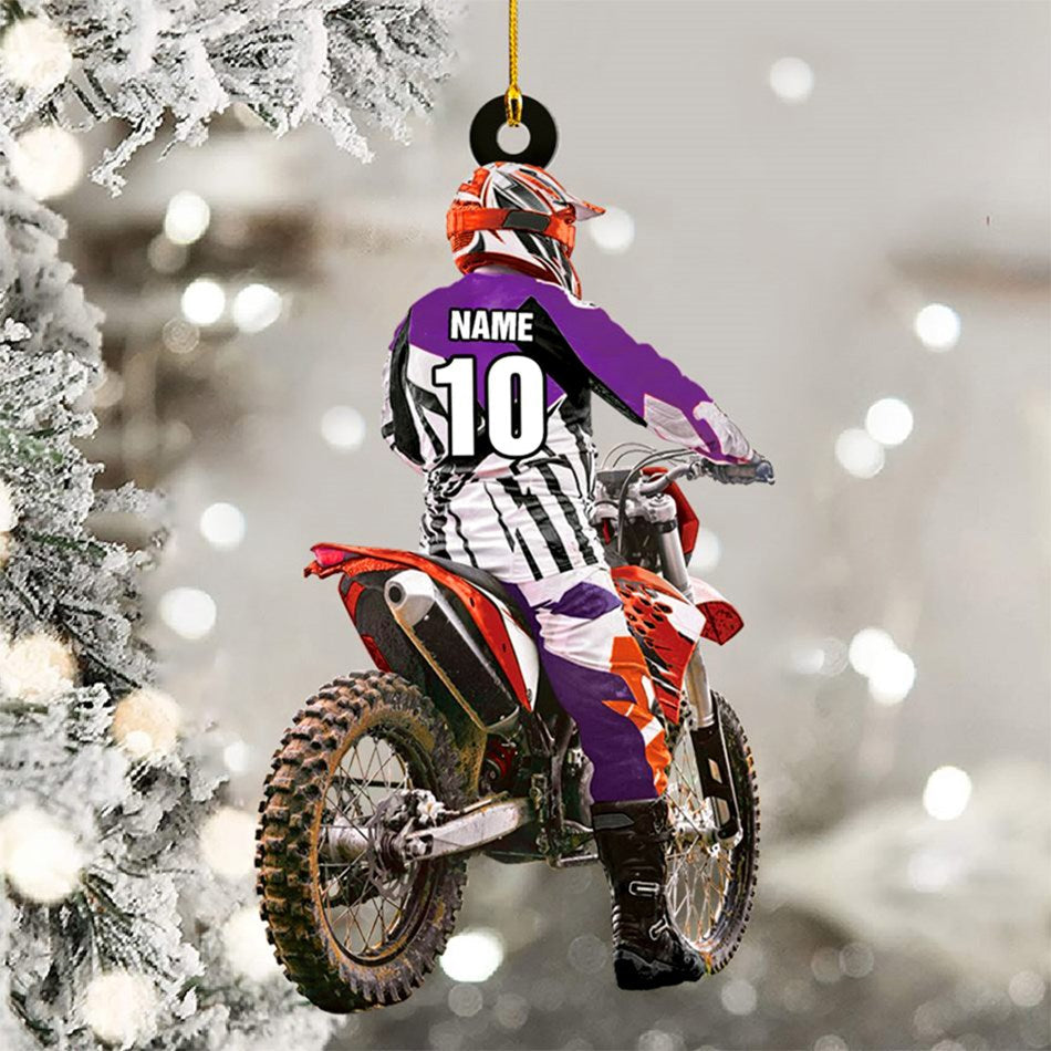 Personalized Motocross Racer Ornament Gift For Motocross Lovers Christmas Ornament H2511