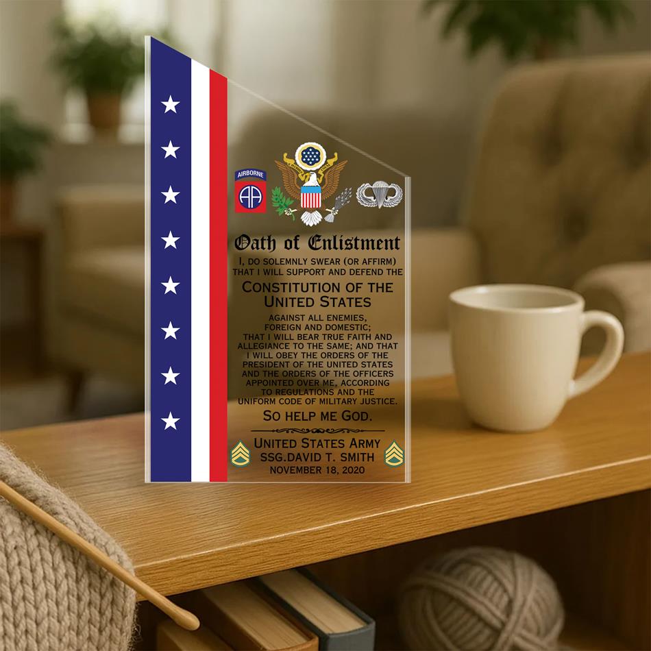 Custom Oath of Enlistment Acrylic Block Plaque Veteran Personalized All Military Branches Acrylic Plaque Military Gift For Veteran H2511 Trna